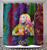 Close-up of Meadow Serenade Shower Curtain's delicate floral design.